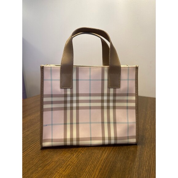 Burberry Pink Nova Check PVC Canvas Tote Y2K Vintage - Picture 1 of 12
